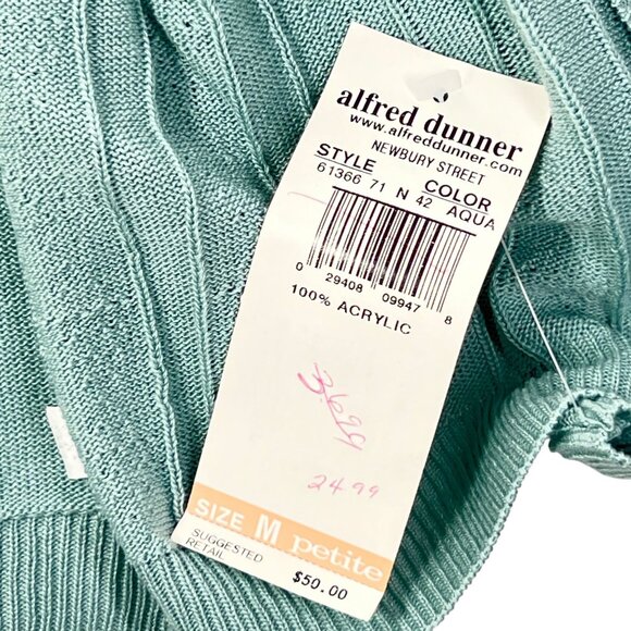 NWT Vtg Alfred Dunner Cardigan Sweater Button Down Blue USA PM Ribbed Knit - Picture 8 of 11
